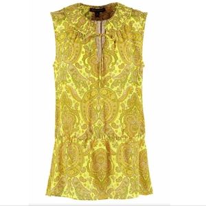 Banana Republic Sleeveless Yellow Paisley Print Top Sz Small